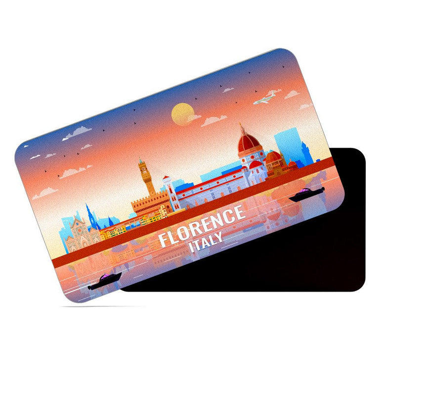 dhcrafts Rectangular Rubber Fridge Magnet / Magnetic Card Multicolor Italy Florence Design Pack of 1 (8.6cm x 5.4cm)